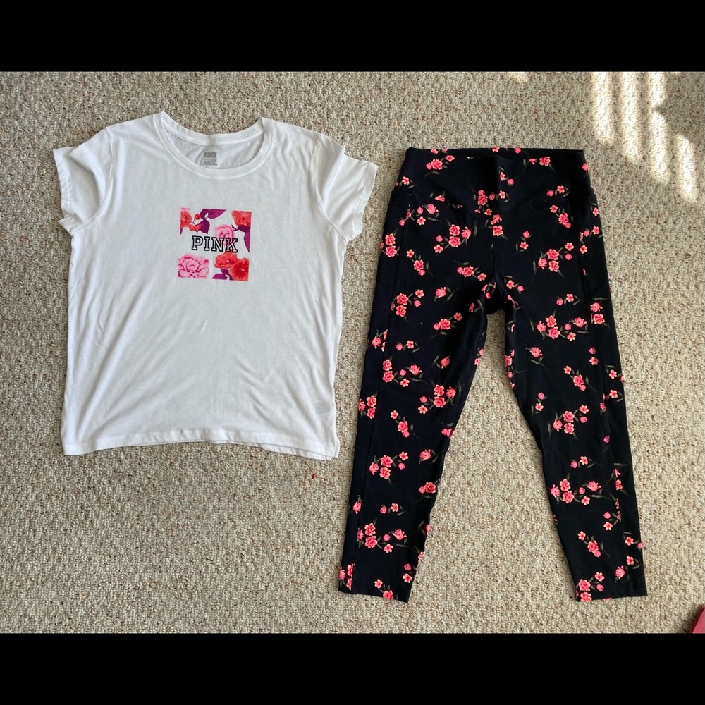 Victoria’s Secret PINK Leggings and T-Shirt set. Like New! SZL